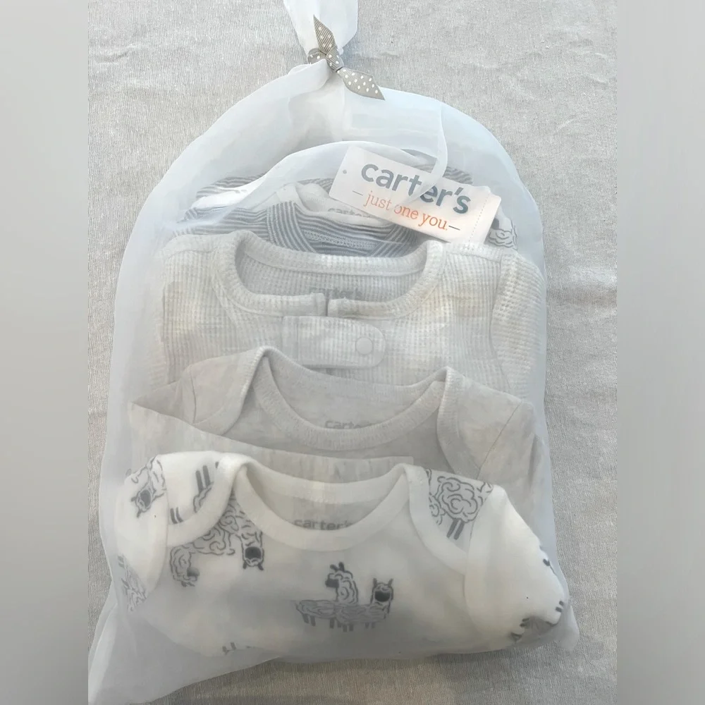 8 piece set carters boy set 3m new w tags and gift set cotton blue stripe sheep